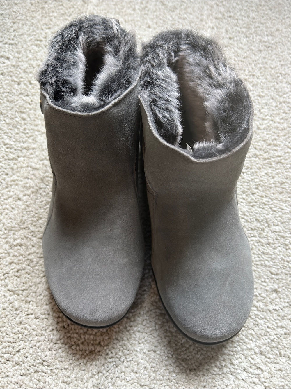 REVITALIGN Gray Faux-Fur Ankle Booties - NWOT